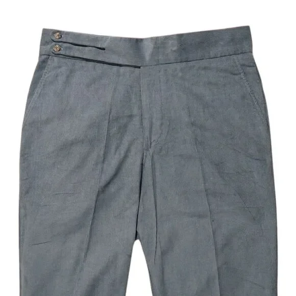 Mens 34 Gurkha Pants Gray Corduroy 100% Cotton Flat Front Straight Fit Trousers